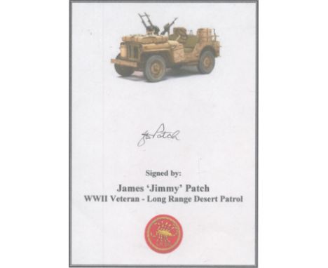 WW2. Private James 'Jimmy' Patch Signed 6 x 4 inch Bookplate Sticker. Unused. Good Condition. All autographs are genuine hand