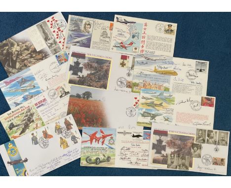 WW2 RAF Collection of 13 Signed FDC's. 5 Are Multi Signed. Signatures include Edmond Salis, Gordon Powell, Flt Lt Dave Morgan