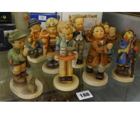 Goebel, Hummel, a collection of eight figures including larger size all boxed, list available, circa 1990's.