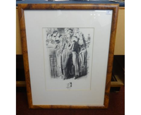 A collection of eight modern decorative prints in replica walnut frames including ship plans and sketch scenes (8).