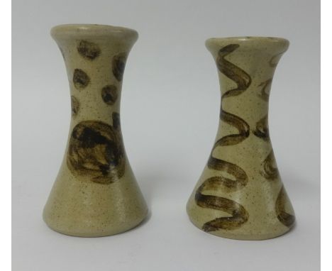 Janet Leach, St.Ives, a pair of studio pottery vases, height 15cm.