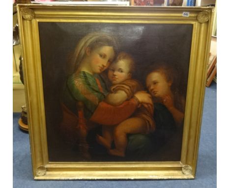 After the 'Old Master' oil on canvas 'Madonna and Child' in gilt frame, 77cm x 75cm