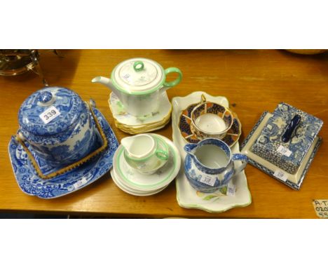 Shelley, a conical teapot and other wares, blue and white Italian Copeland Spode china etc