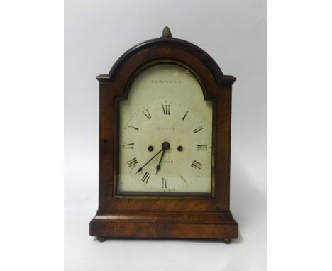 A 19th century, mahogany cased mantle clock, the dial signed 'Tunnell, Fleet Street, London' with Roman numerals, eight day m