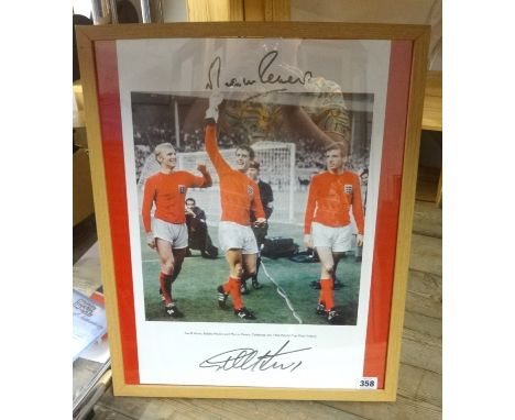 Of football interest, a 1966 World Cup print, signed by Geoff Hurst and Martin Peters with certificate.