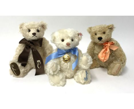 Steiff, The Steiff Royal Baby Bear 'George' No.664113, Catherine No.664175 and The Royal Wedding Teddy Bear 'William and Cath