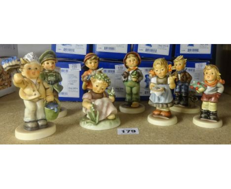 Goebel, Hummel, a collection of eight figures including Hummel Club exclusive, all boxed, list available, circa 1990's.