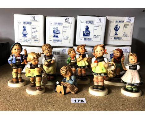 Goebel, Hummel, a collection of eight figures including Hummel Club exclusive, all boxed, list available, circa 1990's.