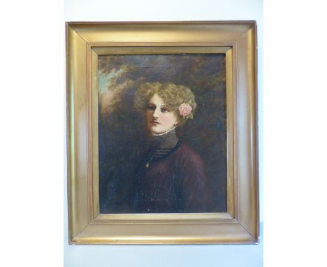 Oil Portrait of a Lady by Charles Rees C.1910. Lady of subject in the painting is called ' Vera Alice Blanche Rees' - graduat
