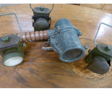 Collection of assorted military lamps to include 3 ARP lamps, Airfield control lamp 