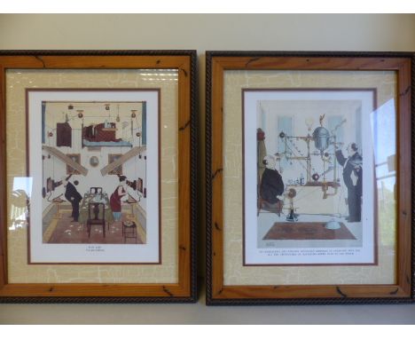 Pair of W. Heath Robinson comical prints - both framed