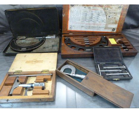 Collection of Vintage cased tools to include - Brown and Sharpe, Moore and Wright depth gauge, Moore and Wright metric microm