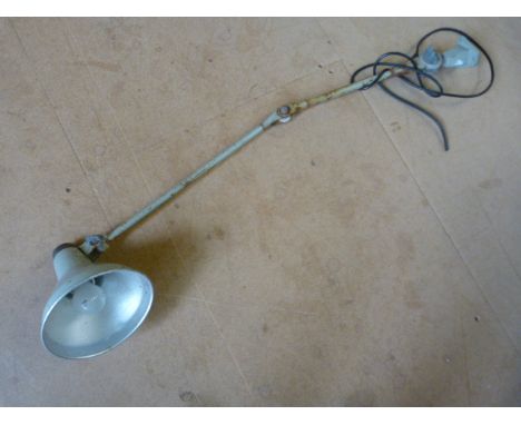 Mid-20th Century angle poise machinist lamp in original paint with fitted conical shade