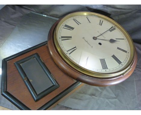 Antique wall clock of local interest inscribed "Bradninch" and by W. FLEET. Circular ivory coloured face with Roman numerals.