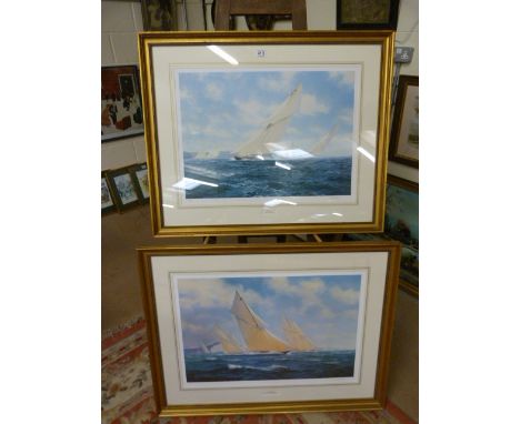 Two large signed limited edition prints, 'Brittania Racing of Cowes' by J.Steven Dews 276/850 and 'Britannia and her Sisters 