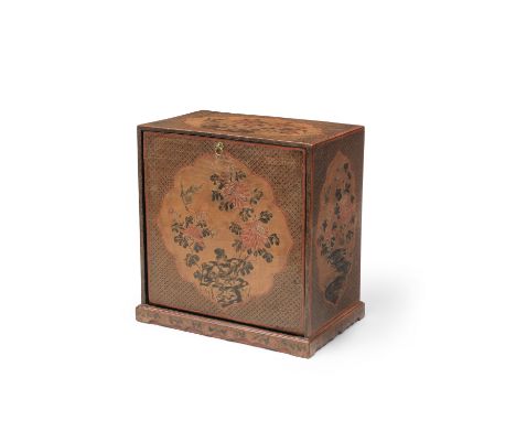 A RARE TIANQI AND QIANJIN LACQUER RECTANGULAR CHESTLate Ming Dynasty The chest with a detachable front panel concealing a she