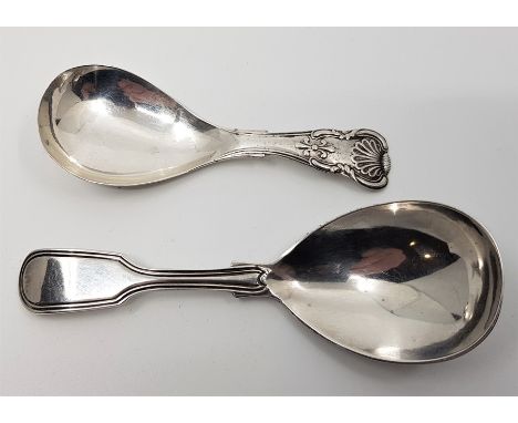 A William IV silver Kings pattern caddy spoon, by George Unite, assayed Birmingham together with a Victorian silver fiddle an