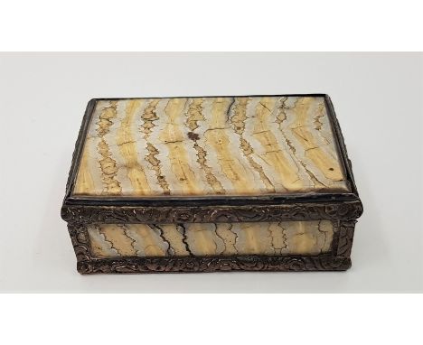 A mid 19th century Indian elephant tooth, tortoiseshell and silver plated snuff box, c.1850, the exterior with panels of elep