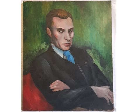 European School, 20th Century, portrait of a gentleman, half length seated wearing a suit and tie, oil on canvas, 72 by 58cm,