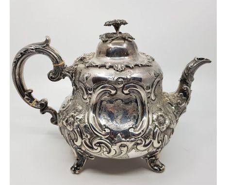 Military Interest - 8th Kings Royal Irish Hussars: A Victorian presentation silver teapot, by Edward & John Barnard, assayed 