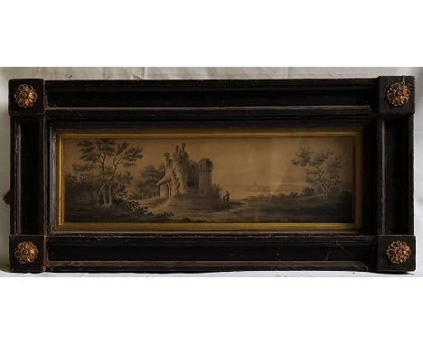 Old master interest an ink ruins study withing period ebonised frame