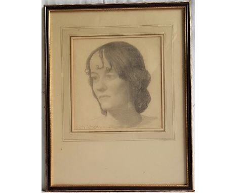 A fine 20th century pencil sketch of a lady, framed, dated 1912, 39 x 51