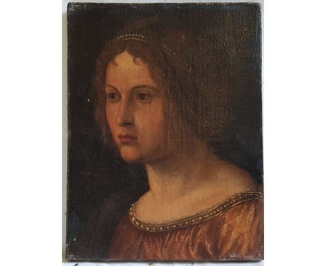 An interesting old master portrait, laid on canvas&nbsp; probably 17th century, areas of later restoration with associated fr