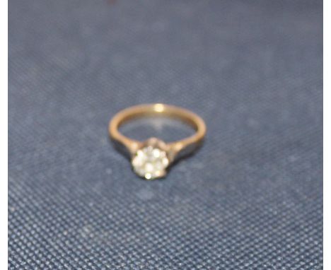 A precious metal and solitaire diamond ring, claw set cushion cut diamond (diamond weight approx. 0.5 carats). (gross weight 