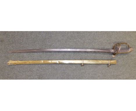 A British 1822 (54) pattern Infantry Officer's sword with numbered blade by Henry Wilkinson, Pall Mall, in brass scabbard.