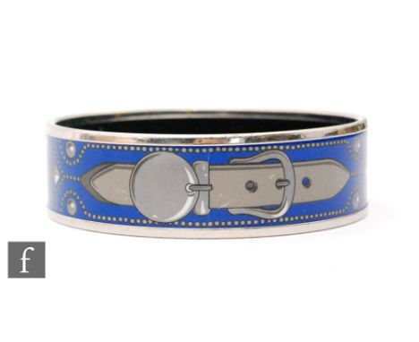 A Hermes, printed enamel bangle/bracelet, printed buckle decoration, marked Hermes Paris Made in France, width 1.8cm, diamete