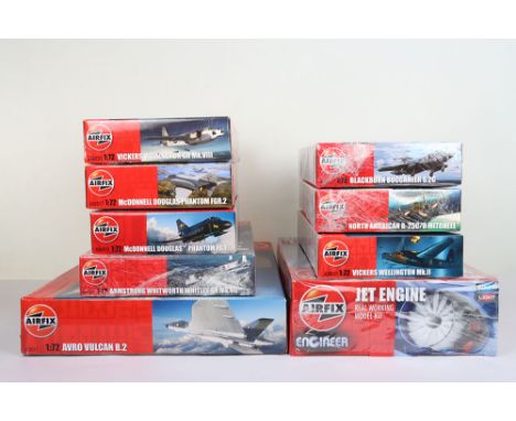 Nine Airfix 1:72 Scale Aircraft Model Kits all new in box. Including Avro Vulcan, Armstrong Whitworth Whitley, Blackburn Bucc