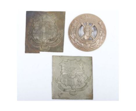 Scottish Black Watch Pipers Blaid Brooch: Unfinished badge in heavy white metal with no fixings to back and two other unfinis
