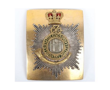 The Kings Own Light Infantry Militia Officers Shoulder Belt Plate, interesting believed to be made up officers shoulder belt 