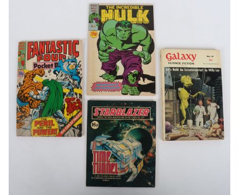 Collection of Vintage Comics and Magazines. Including Starblazer, Debbie, Now or Never, Galaxy, Marvel Digest Series Hulk, Fa