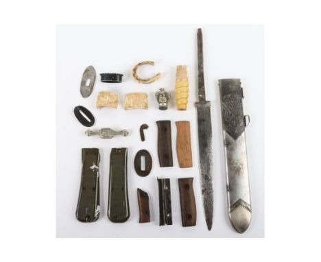 Dagger Blade and Parts: German type dagger blade and post war RAD officers type scabbard and spare parts for spares and repai