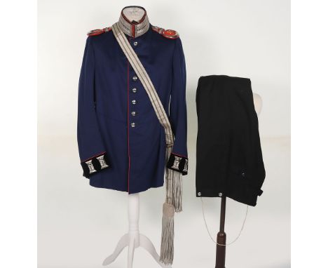 WW1 Prussian Engineer / Pioneer Officers Full Dress Uniform, consisting of blue parade tunic with black collar and cuffs pipe