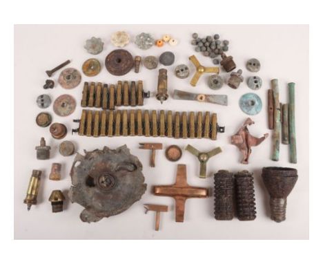 WW1 Ordnance Relics Pieces: Inert selection of mostly WW1 dug up battle field parts / finds to include rifle grenade heads, G