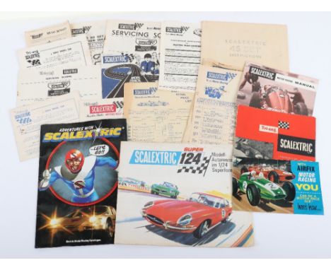 A Quantity of Vintage Scalextric Leaflets & Ephemera, including: Super 124 two-fold leaflet,1969 French five-fold leaflet, 2 