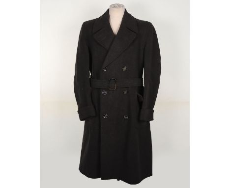 British Utility Clothing Scheme CC41 Overcoat, fine grey wool civilian overcoat with separate waist belt. Large buttons. Inte