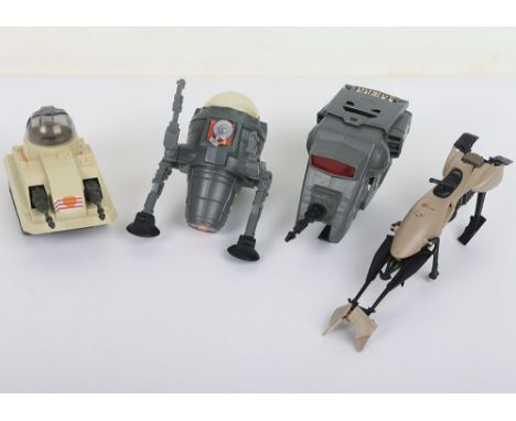 Four Vintage Star Wars mini rigs vehicles complete. Including Speeder Bike complete with mud flaps, INT-4, CAP-2, MLC-3 all c