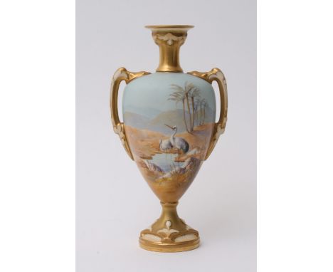 A Royal Worcester vase by Walter Powell (approx 21cm) with no damage or restoration 