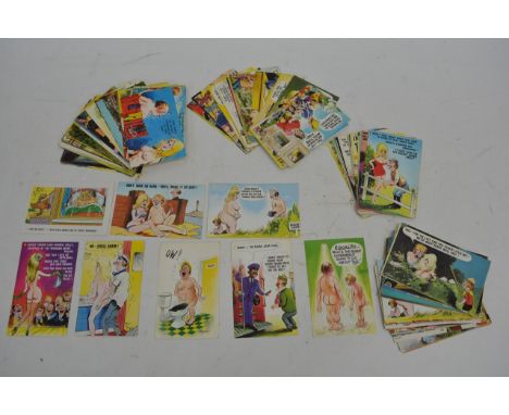 A collection of Vintage comical Bamforth post cards