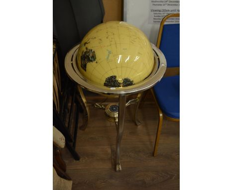 A large gemstone globe on stand, approx 96cm high and 57cm diameter.