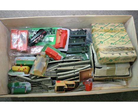 A collection of Marklin trains including three boxed carriages , two boxed wagons and unboxed locomotive, three unboxed carri