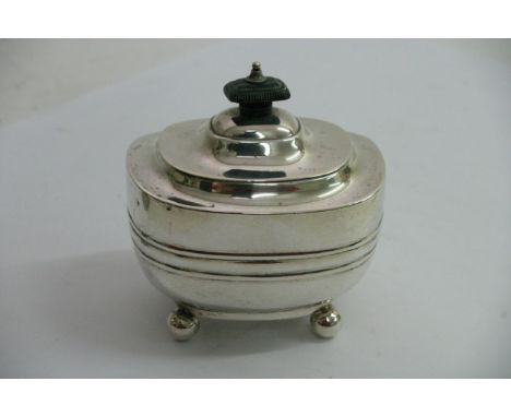 A Silver tea caddy of George III design Sheffield 1918, hallmarks.