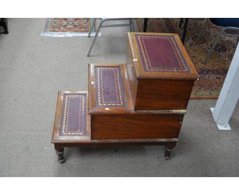 An early Victorian step with sliding commode and bidet.