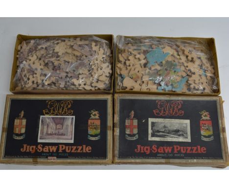 Two vintage boxed Chad Valley wooden jigsaw puzzles including 'The Cornish Riviera Express'
