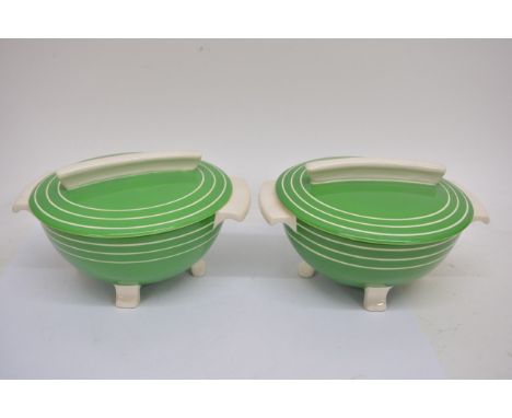 A Clarice Cliff band pattern tureen, two other Art Deco examples and matching jug 