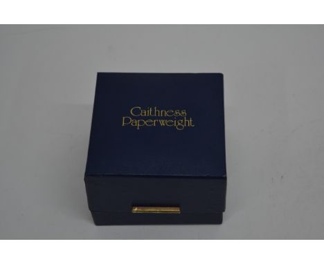 A Caithness Laticino paperweight in original box.
