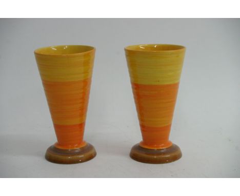 A Pair of Art Deco Shelley Vase decorated in vivid orange hight 